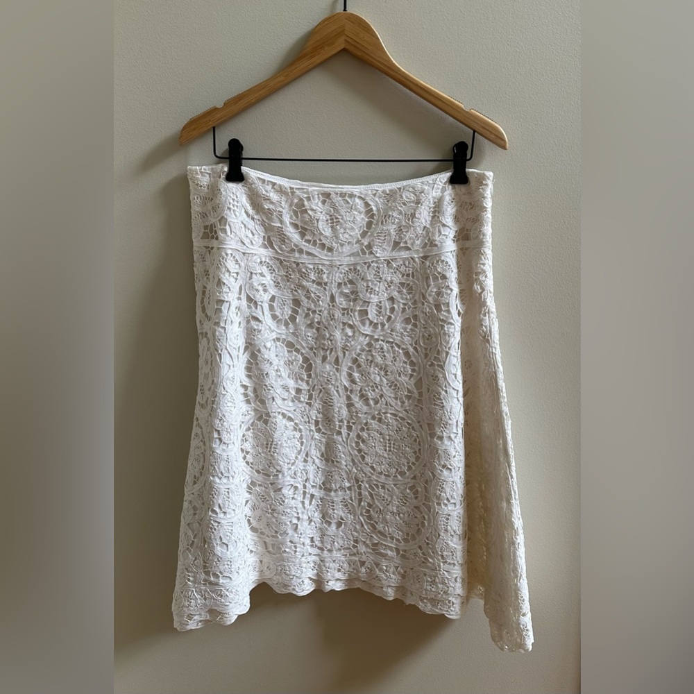 Vintage Banana Republic Tea Length A-Line Lace Skirt